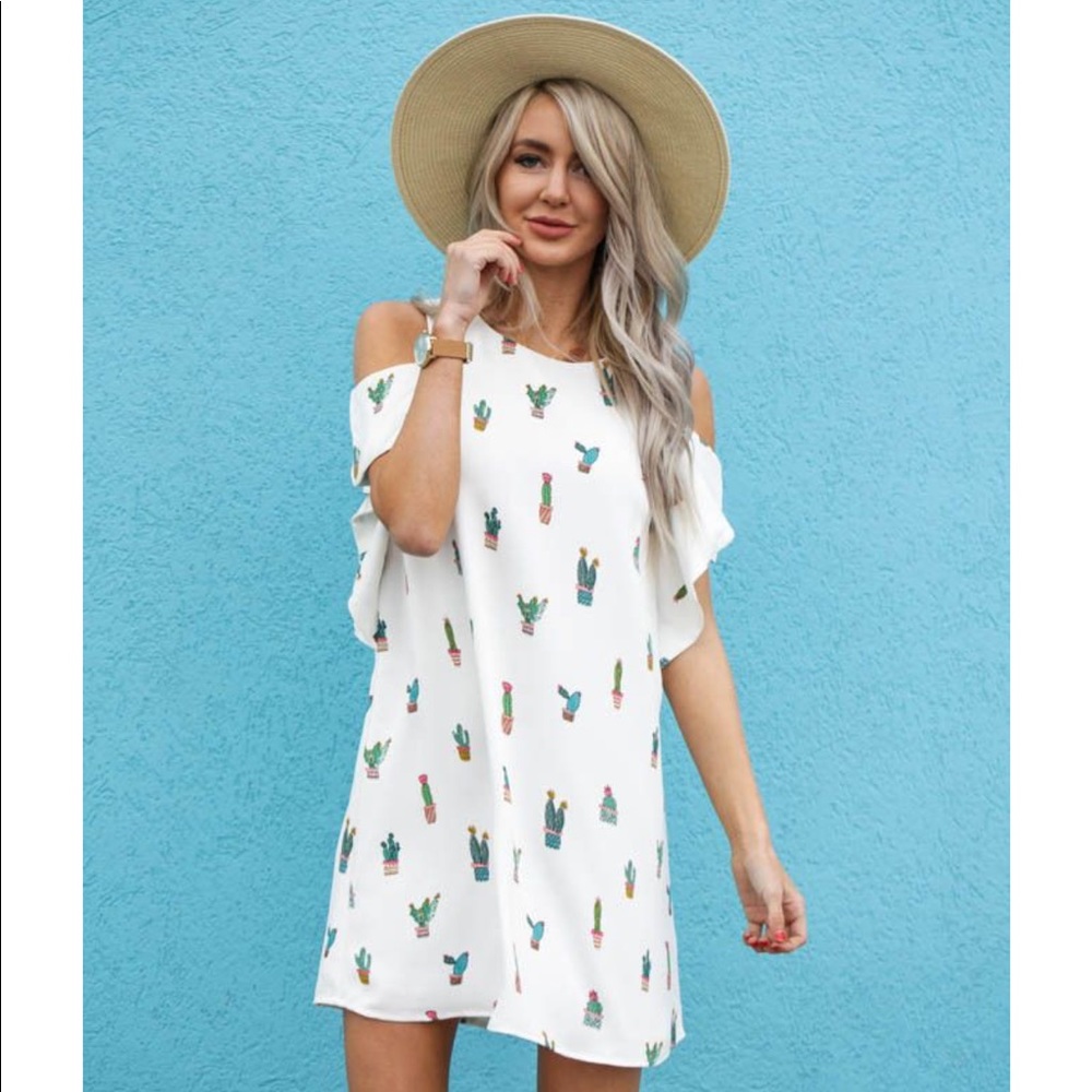 Cold Shoulder Cactus Dress